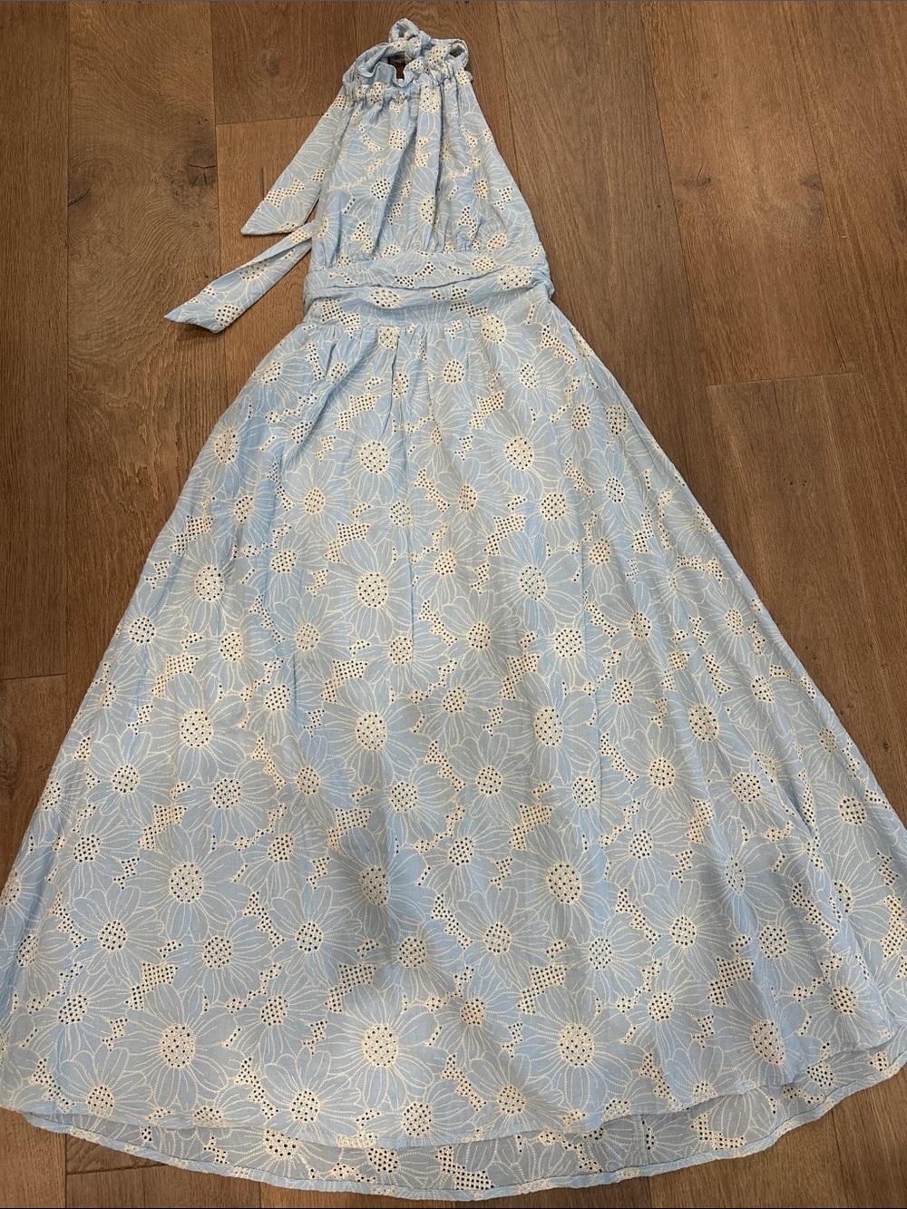 Petal & Pup Light Blue Eyelet Halter Dress
